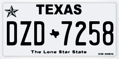 TX license plate DZD7258
