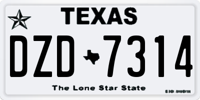 TX license plate DZD7314