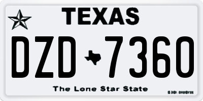 TX license plate DZD7360
