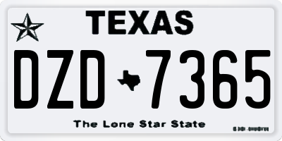 TX license plate DZD7365