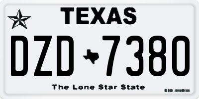 TX license plate DZD7380