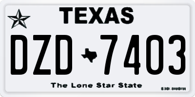 TX license plate DZD7403