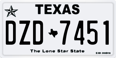 TX license plate DZD7451
