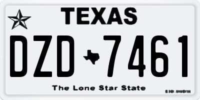 TX license plate DZD7461