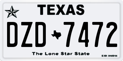 TX license plate DZD7472