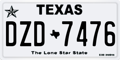 TX license plate DZD7476
