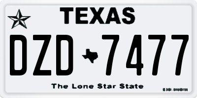 TX license plate DZD7477