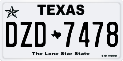 TX license plate DZD7478
