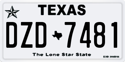 TX license plate DZD7481