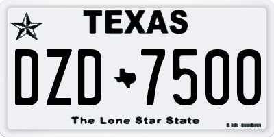 TX license plate DZD7500