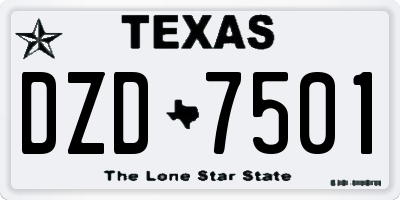 TX license plate DZD7501