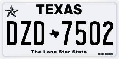 TX license plate DZD7502