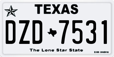 TX license plate DZD7531