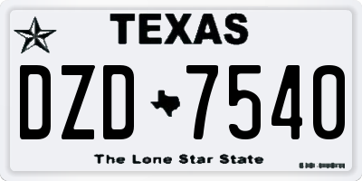 TX license plate DZD7540