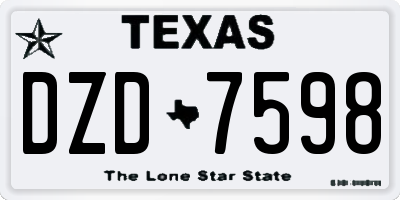 TX license plate DZD7598
