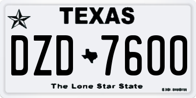 TX license plate DZD7600