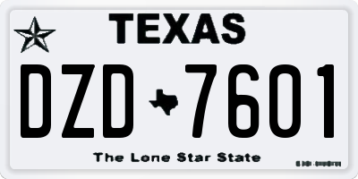 TX license plate DZD7601