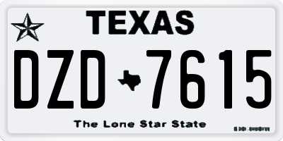 TX license plate DZD7615