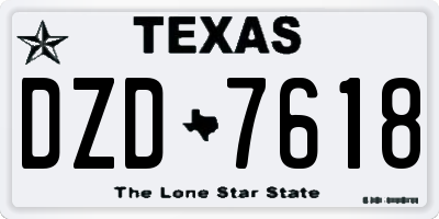 TX license plate DZD7618