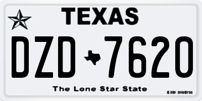 TX license plate DZD7620