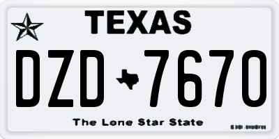 TX license plate DZD7670