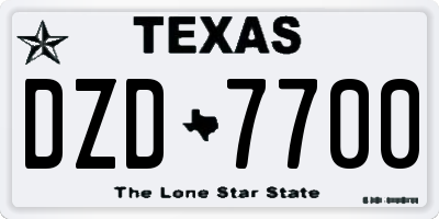 TX license plate DZD7700