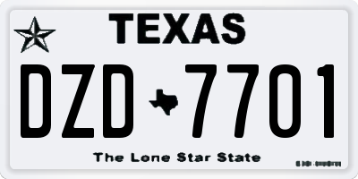 TX license plate DZD7701