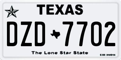 TX license plate DZD7702