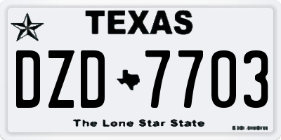 TX license plate DZD7703