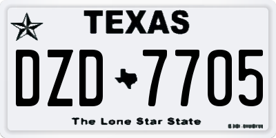 TX license plate DZD7705