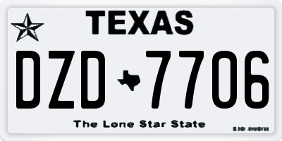 TX license plate DZD7706
