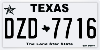TX license plate DZD7716