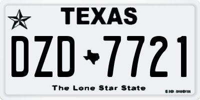 TX license plate DZD7721