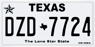 TX license plate DZD7724