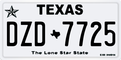 TX license plate DZD7725