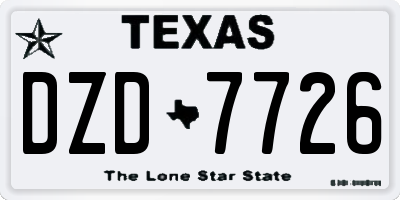 TX license plate DZD7726