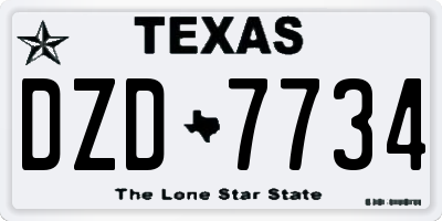 TX license plate DZD7734
