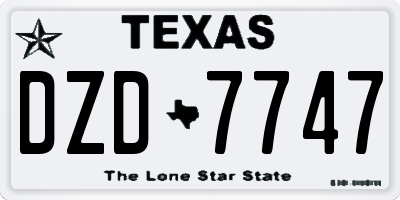 TX license plate DZD7747
