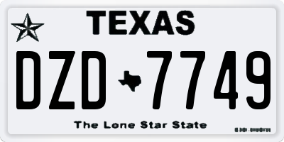 TX license plate DZD7749