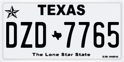 TX license plate DZD7765