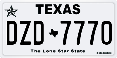 TX license plate DZD7770