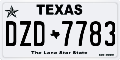 TX license plate DZD7783