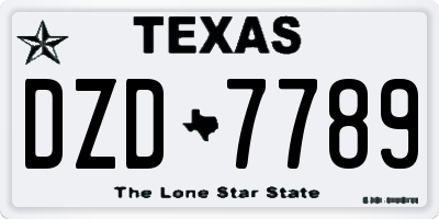 TX license plate DZD7789