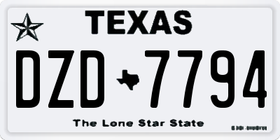 TX license plate DZD7794