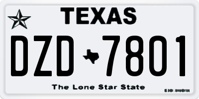 TX license plate DZD7801