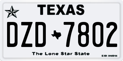 TX license plate DZD7802