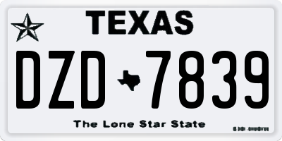 TX license plate DZD7839