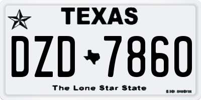 TX license plate DZD7860