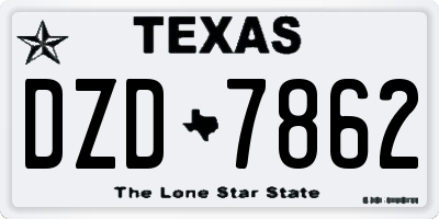 TX license plate DZD7862
