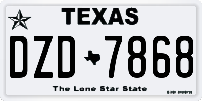 TX license plate DZD7868